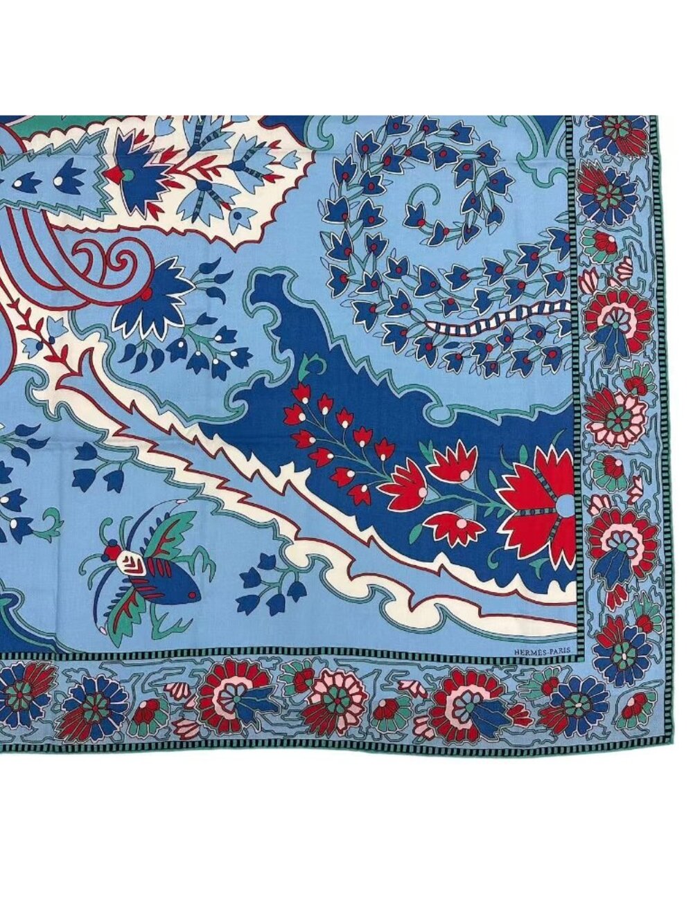 Hermes Scarf Cashmere Carre 140 Paisley From Blue - Picture 5 of 7